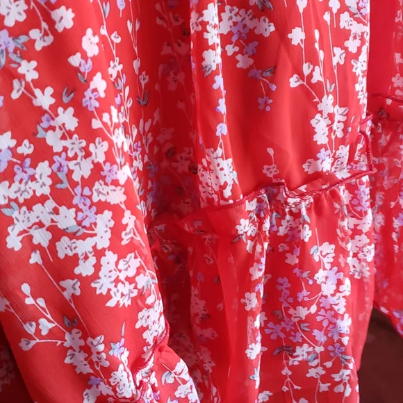 Women’s Summer Dress Ruffle V Neck Tunic Dress Floral Casual Loose flowy dress - Picture 10 of 11